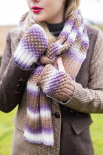 DYP338 Ladies  Scarf & Hand Warmers Double Knitting Pattern