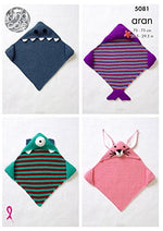 5081 King Cole Baby Hooded Blankets Knitted in Comfort Aran & Dollymix Double Knitting Pattern