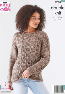 5738 king Cole Island Beaches Ladies V-Neck & Round Neck Jumper Knitting Pattern