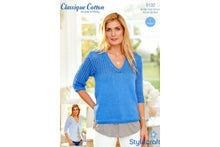 9132 Stylecraft Ladies Classique Cotton Double Knitting Jumper & Cardigan Knitting Pattern