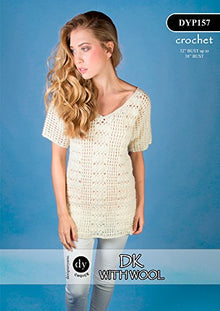 DYP157 Ladies Crochet V-Neck Top Double Knitting Pattern