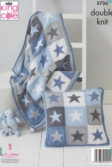 5734 King Cole Blankets and Cushion Covers in Bamboo Cotton DK Knitting Pattern