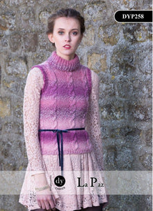 DYP258 Ladies Roll Neck Sleeveless Cable Top Knitting Pattern