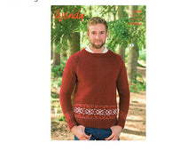 5876 Wendy Mens Raglan Sweater with Fairisle Border in Mode Chunky Knitting Pattern
