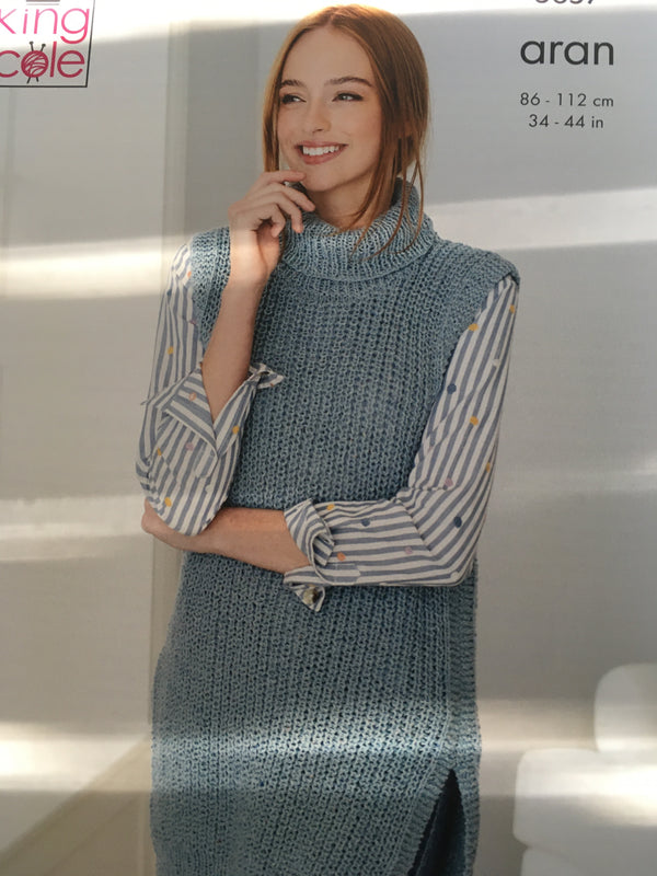 5657 King Cole Ladies Tabards Aran Pattern