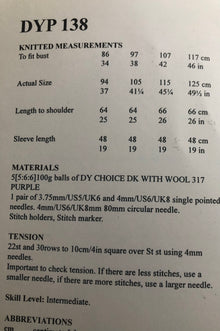 DYP138 Ladies Jumper Double Knitting Pattern