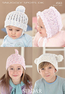 4563 Sirdar children’s Snuggly Hat Doubleknitting/8Ply Knitting Pattern