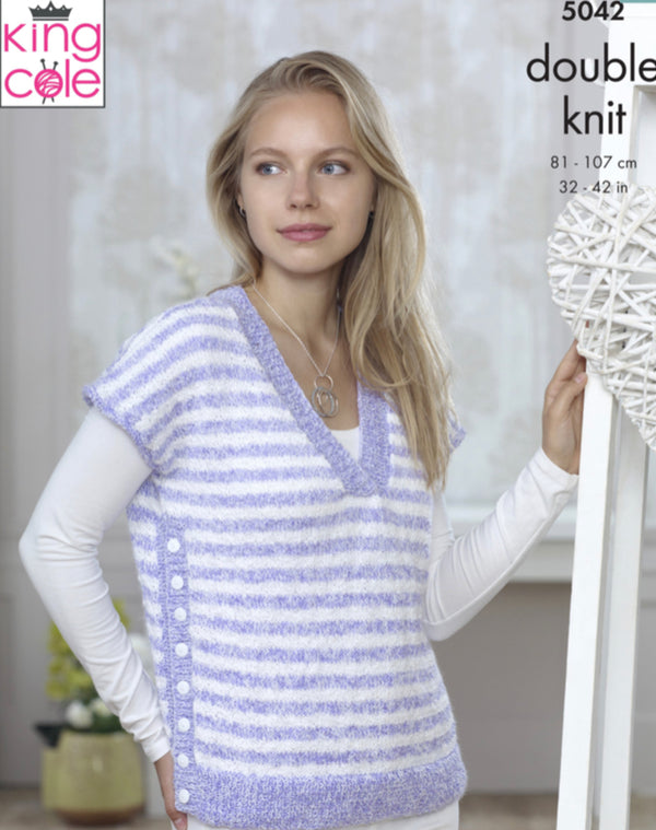 5042 King Cole Ladies Sweater & Cardigan DK Knitting Pattern