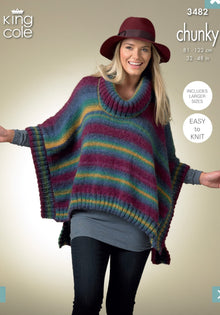 3482 Ladies Square and Pointed Ponchos in Riot Chunky Knitting Pattern