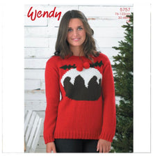 5757 Wendy Christmas Pudding Jumper DK Knitting Pattern
