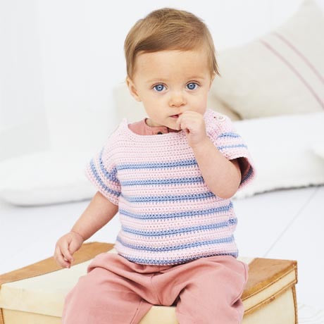 9608 Stylecraft Babies/Children’s Double Crochet Striped Top and Sweater 41/46 - 61/66cm | 16/18 - 24/26in | Birth - 7 Years