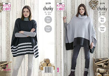 5179 King Cole Ladies Ponchos Knitted in Timeless Chunky Pattern