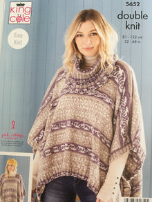 5652 King Cole Ladies Ponchos, Snood & Shawl Knitting Pattern