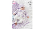 5701 King Cole Matinee Coat, Cardigan, Crossover Waistcoat, Hat and Bootees in Baby Stripe DK Knitting Pattern