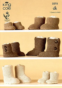 3275 King Cole Hug Baby Double Knit Slippers Pattern