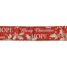 Merry Christmas Holly  Red/Gold 50mm x 1m Ribbon