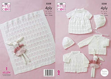 5358 king Cole Baby 4ply Matinee Coat, Cardigan, Dress, Hat, Bonnet & Blanket Knitting Pattern