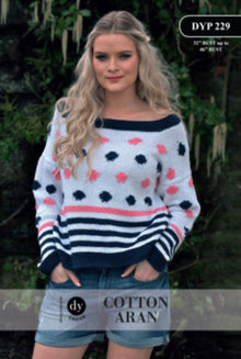DYP229 Ladies Spot and Stripe Aran Knitting Pattern